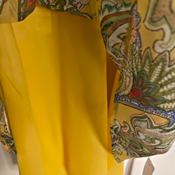Charter Club Sheer Yellow Background Floral Paisley Print Top w/Camisole Size 14 - Picture 9 of 12